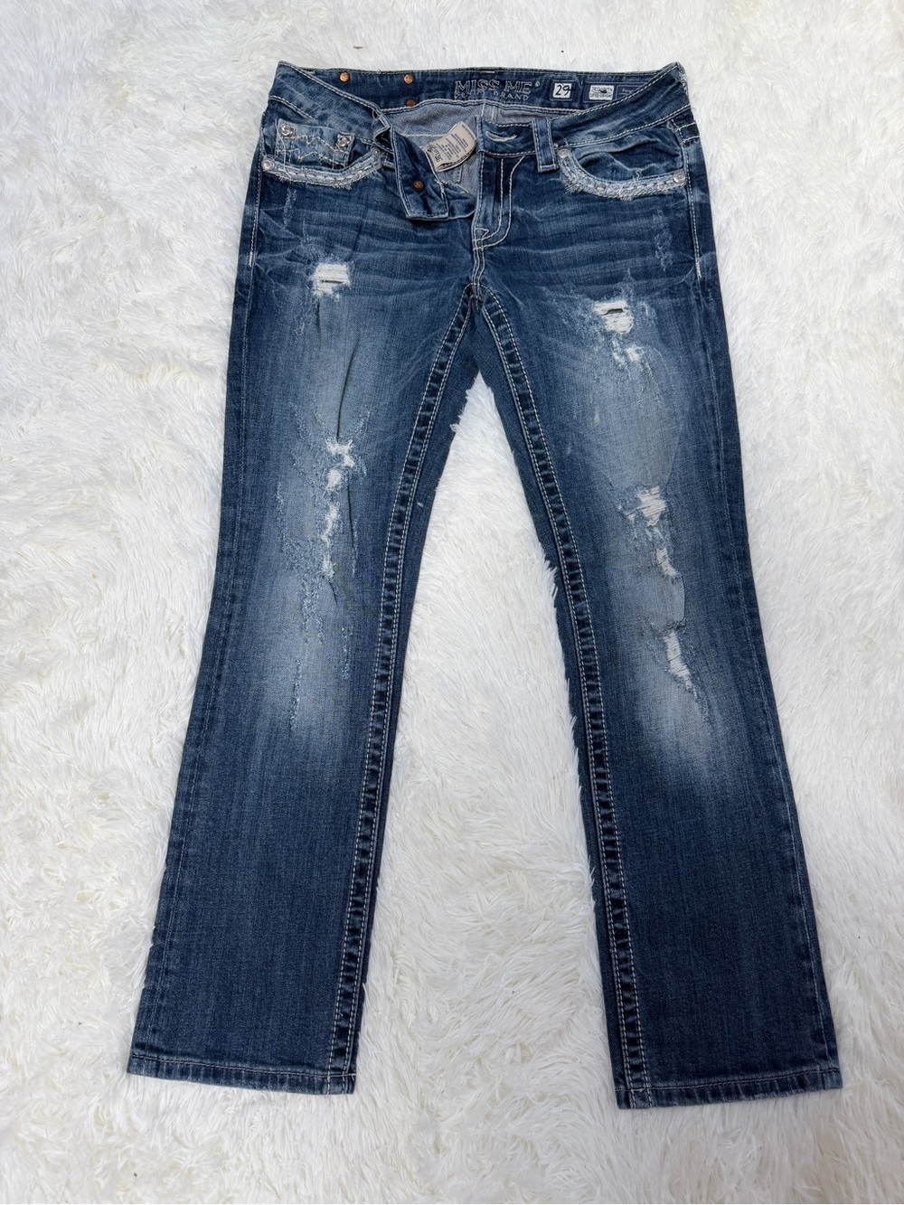Miss Me Dark Blue Distressed Boot Cut Jeans